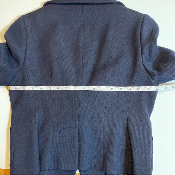 Banana Republic Wool Navy Blazer Silk Lining Velvet Trim Pockets Women’s Size 6 - Picture 10 of 15